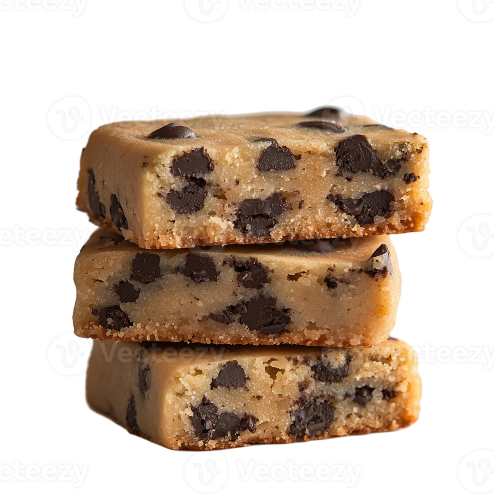 Chocolate Chip Cookie Bars Recipe Stack on transparent background png