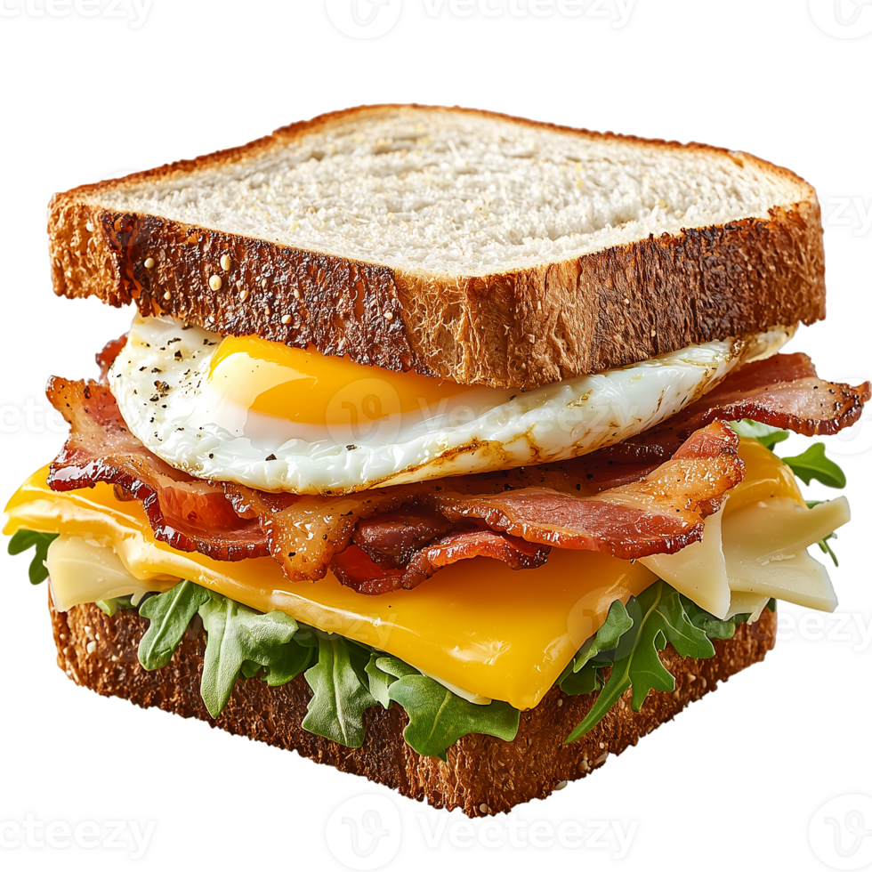 Bacon Egg Cheese Sandwich Recipe on transparent background png