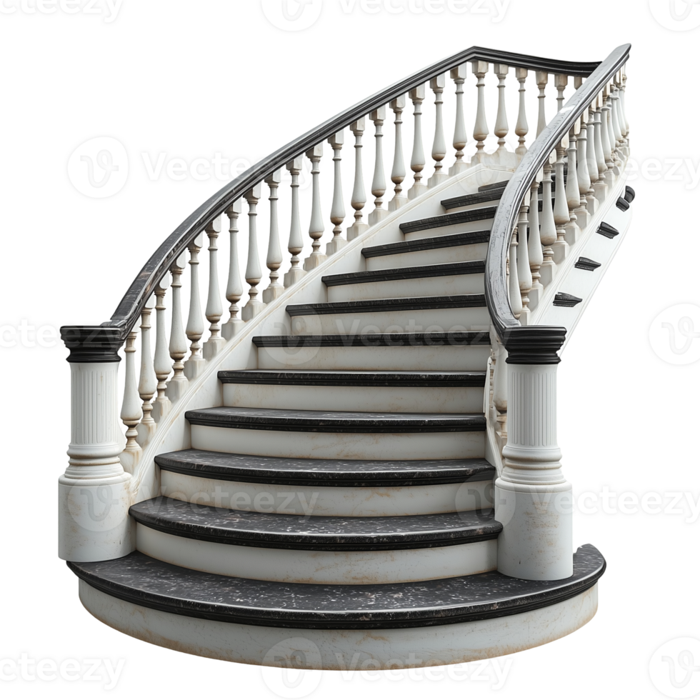 Elegant Curved Staircase on transparent background png