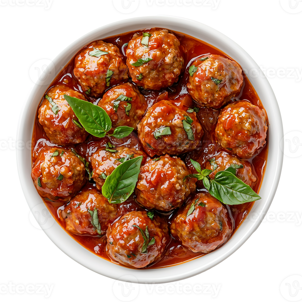 Meatballs in Marinara Sauce Recipe on transparent background png