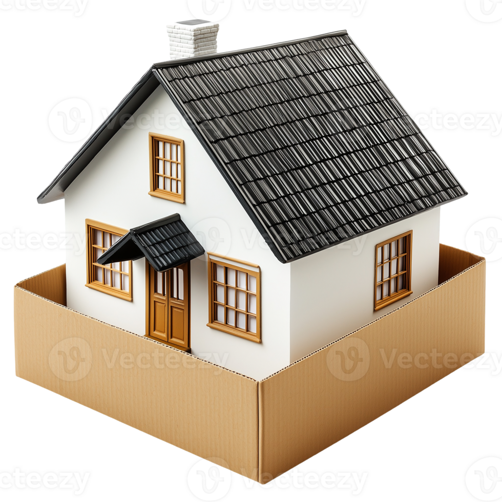 House Model in Box Real Estate on transparent background png