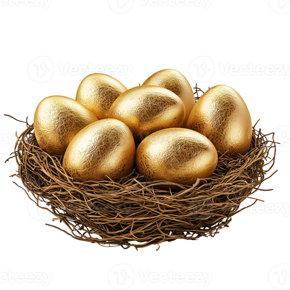 Golden Eggs Nest Wealth Savings on transparent background png