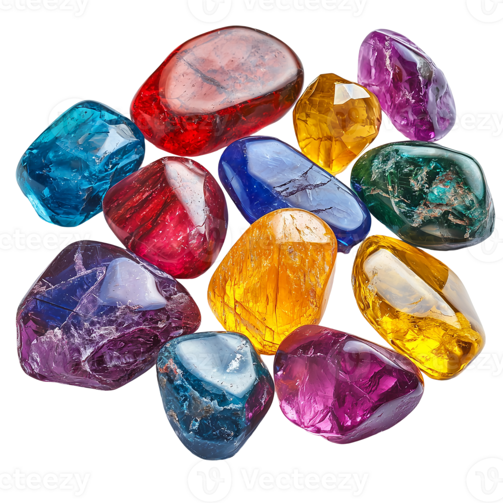 Colorful Gemstones Gallery on transparent background png