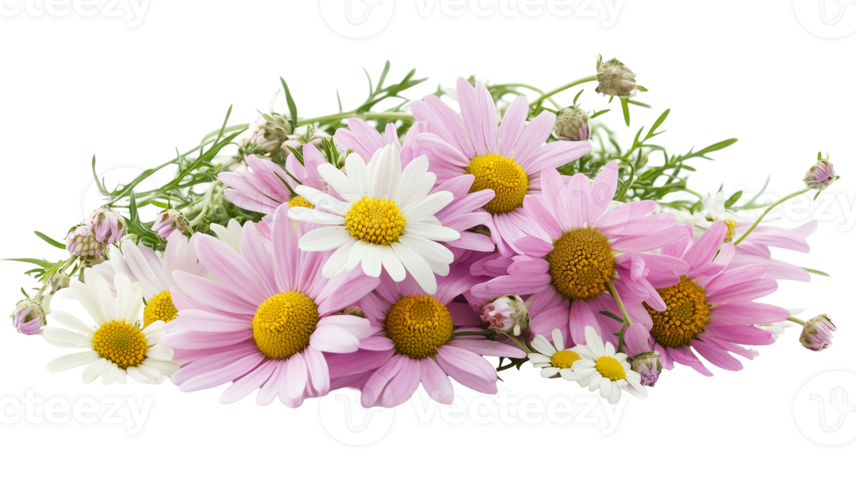 Pink White Daisy Bouquet Flower on transparent background png