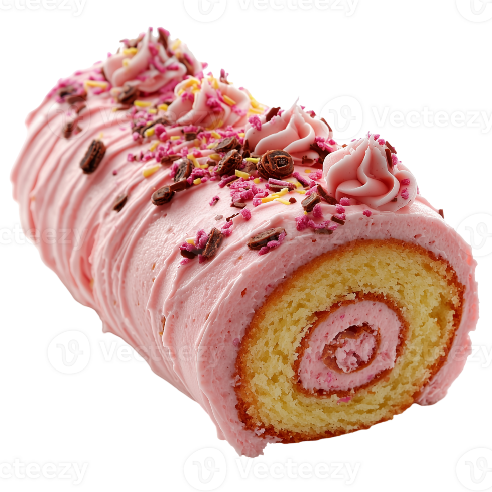 Pink Strawberry Cake Roll Recipe on transparent background png