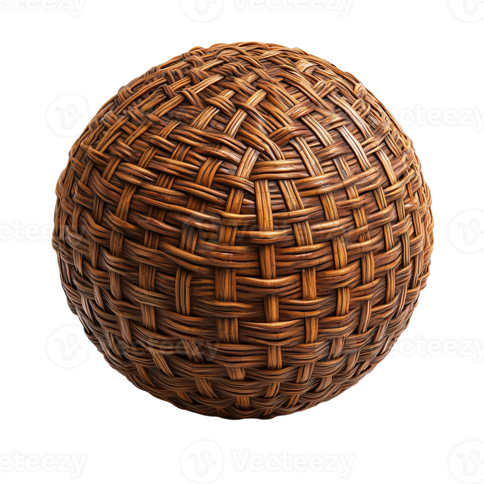 Brown Woven Wicker Ball on transparent background png
