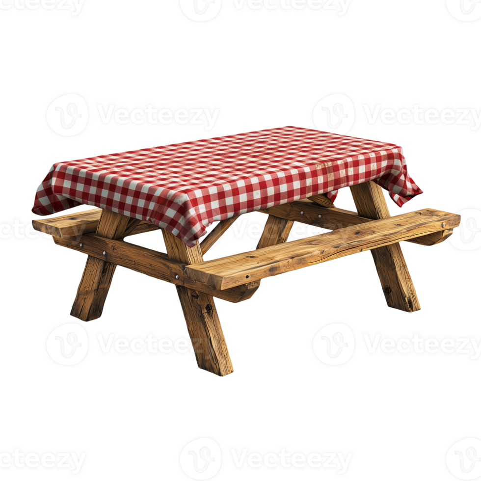 Red Gingham Picnic Table on transparent background png