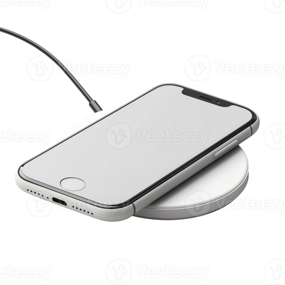 Wireless Charging iPhone on Pad on transparent background png