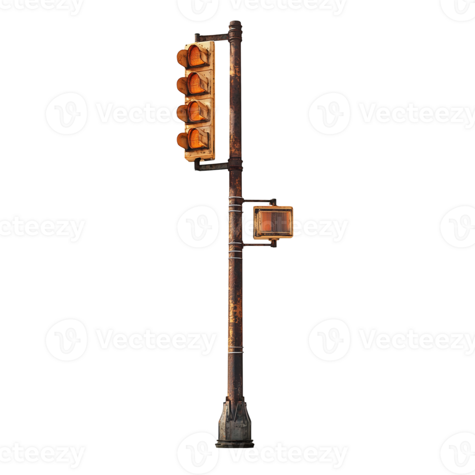 Rusty Traffic Light Old Vintage Signal on transparent background png