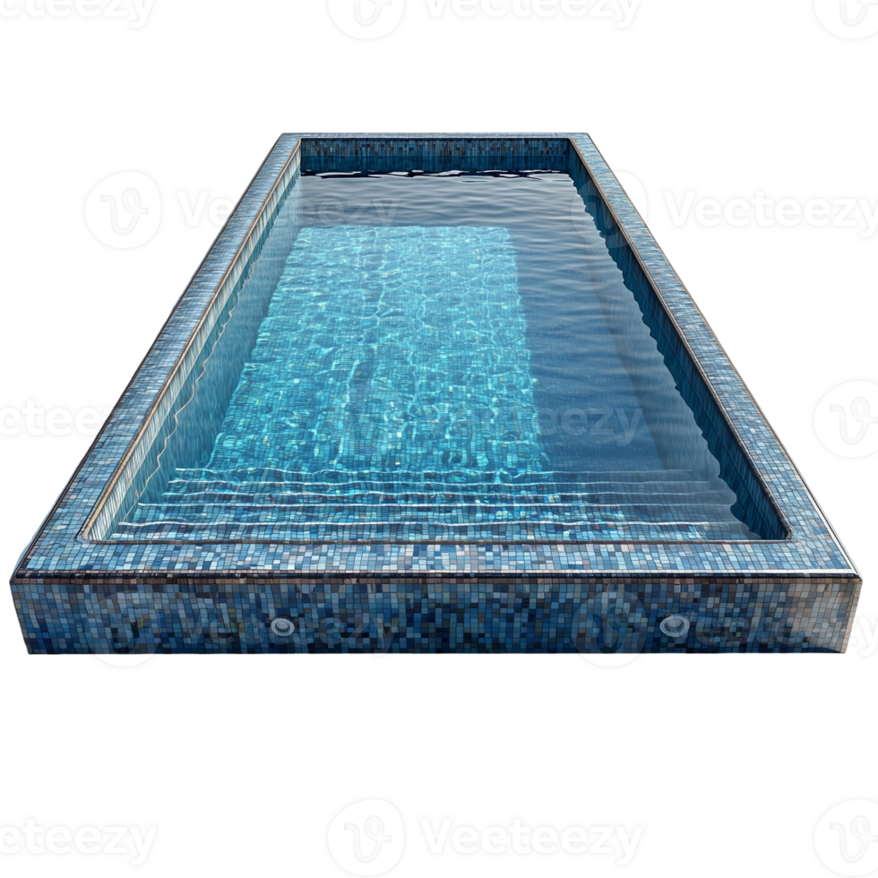 Modern Mosaic Plunge Pool Blue Tile Steps on transparent background png