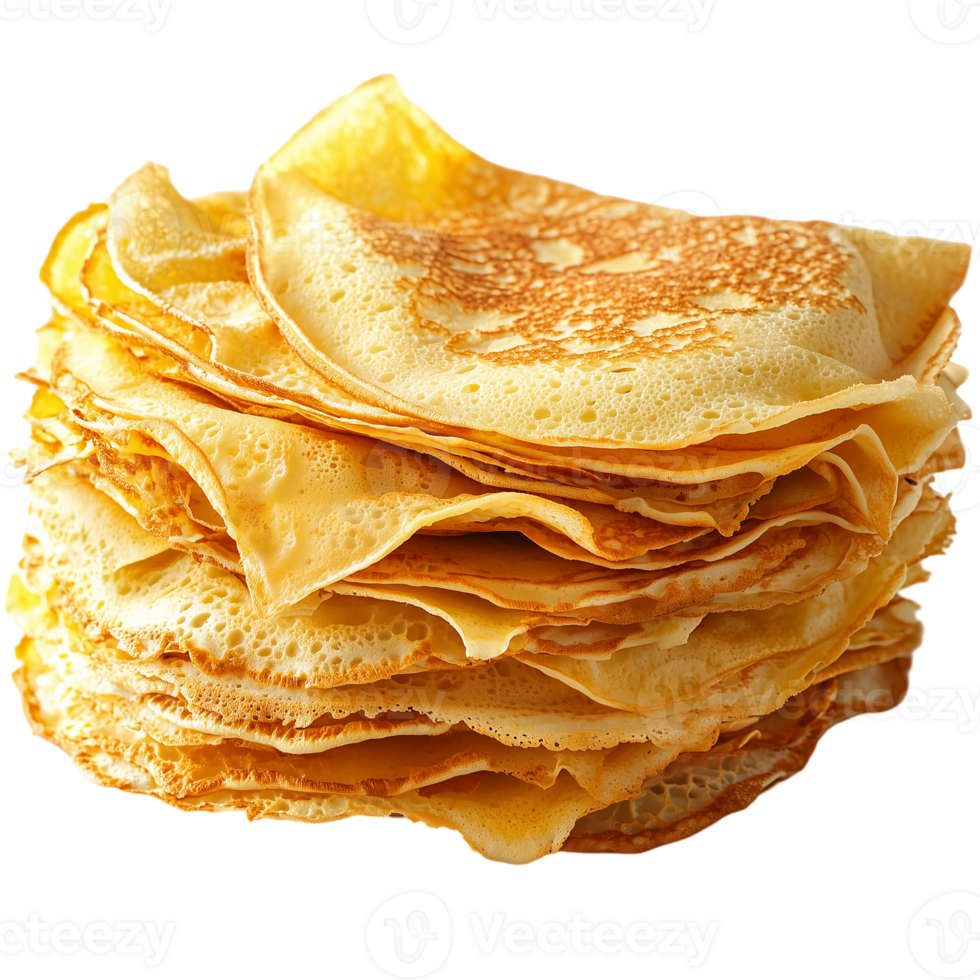 Stack of Pancakes Delicious Crepes Recipe on transparent background png