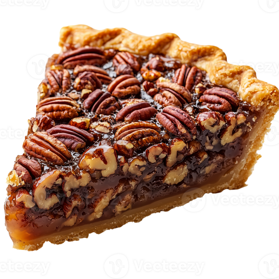 Delicious Pecan Pie Slice on transparent background png