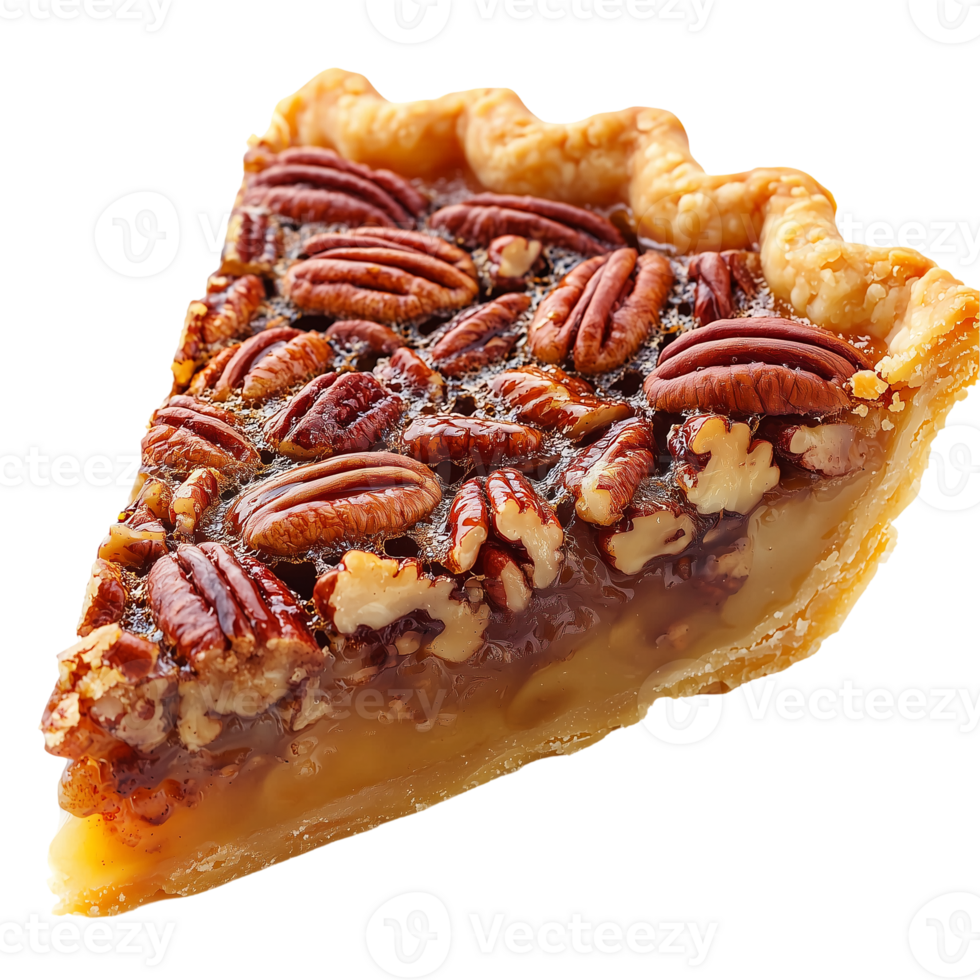 Delicious Pecan Pie Slice Recipe on transparent background png