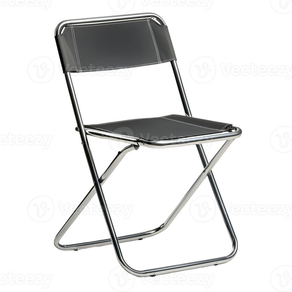 Folding Chair Metal Frame Black Seat on transparent background png