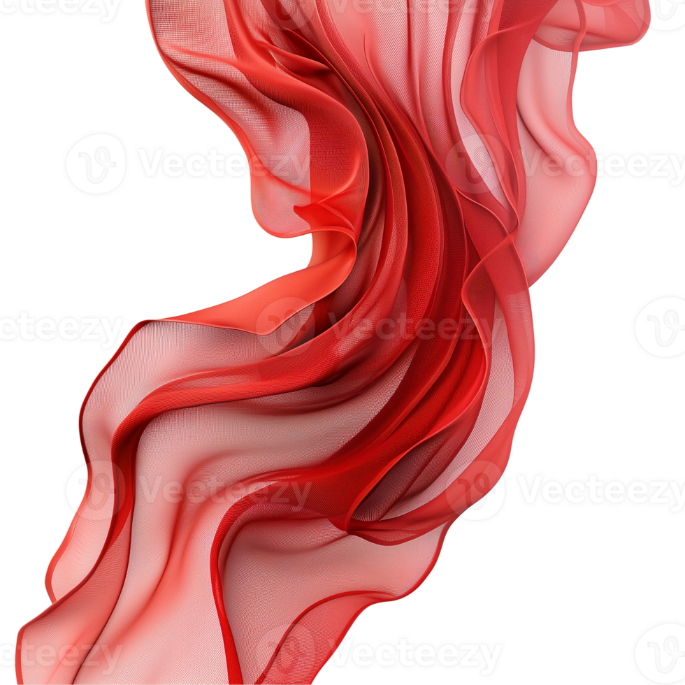 Red Fabric Flow Abstract Texture on transparent background png
