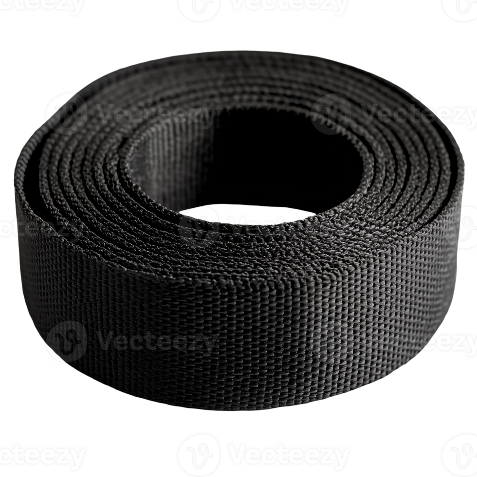 Rolled webbing material nylon strap textile close up product view isolated on transparent background png