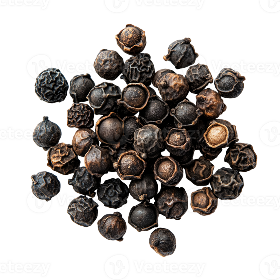 Pile of dried peppercorns culinary spice ingredient condiment food isolated on transparent background png