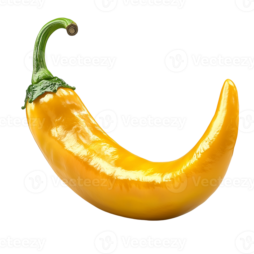Yellow chili pepper close up single object food ingredient cooking spice isolated on transparent background png