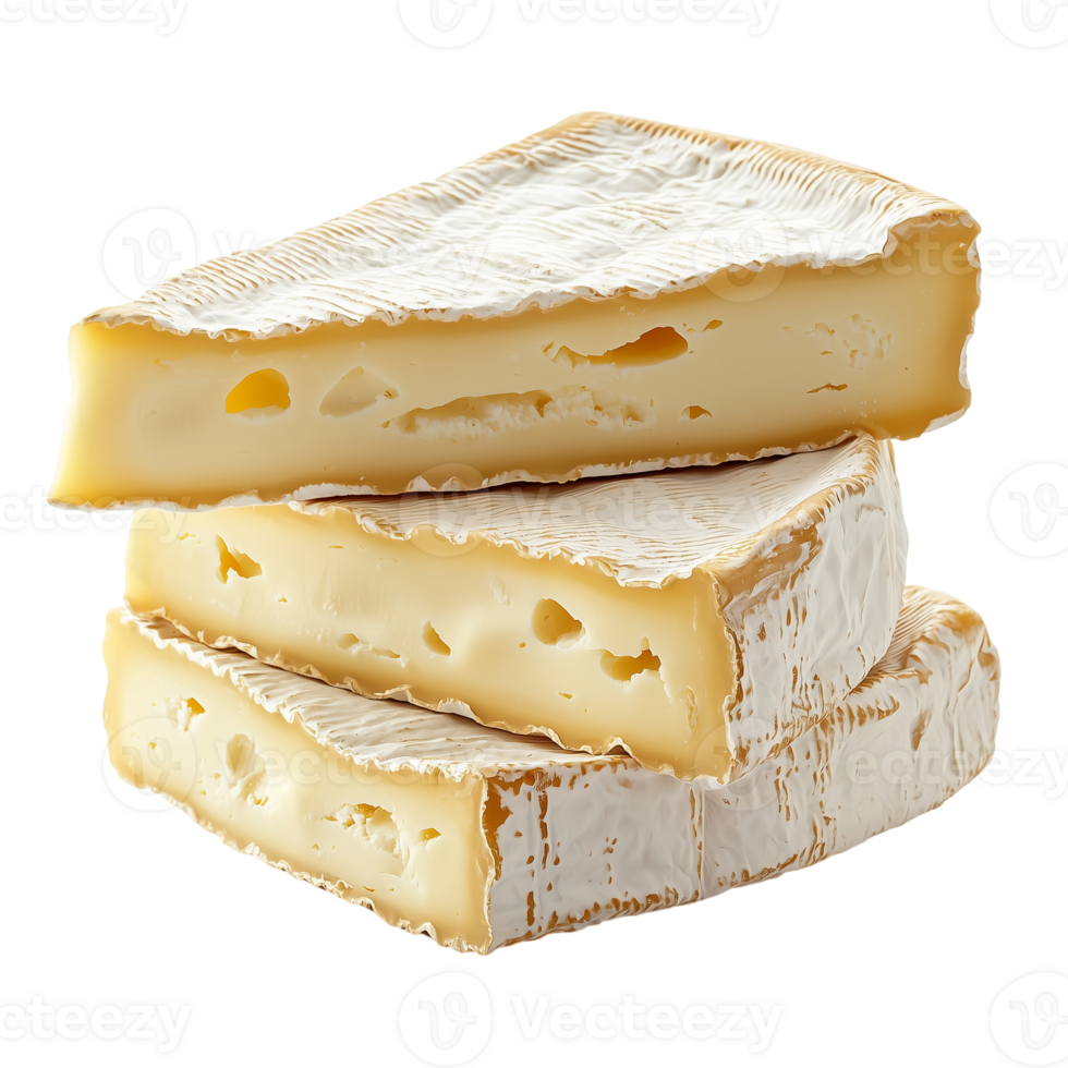 Delicious brie cheese stack close up food gourmet dairy product shot isolated on transparent background png