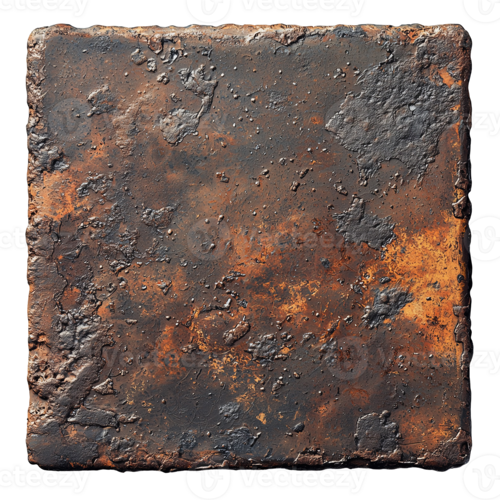 Grunge rusted metal texture background surface iron aged rusty plate isolated on transparent background png