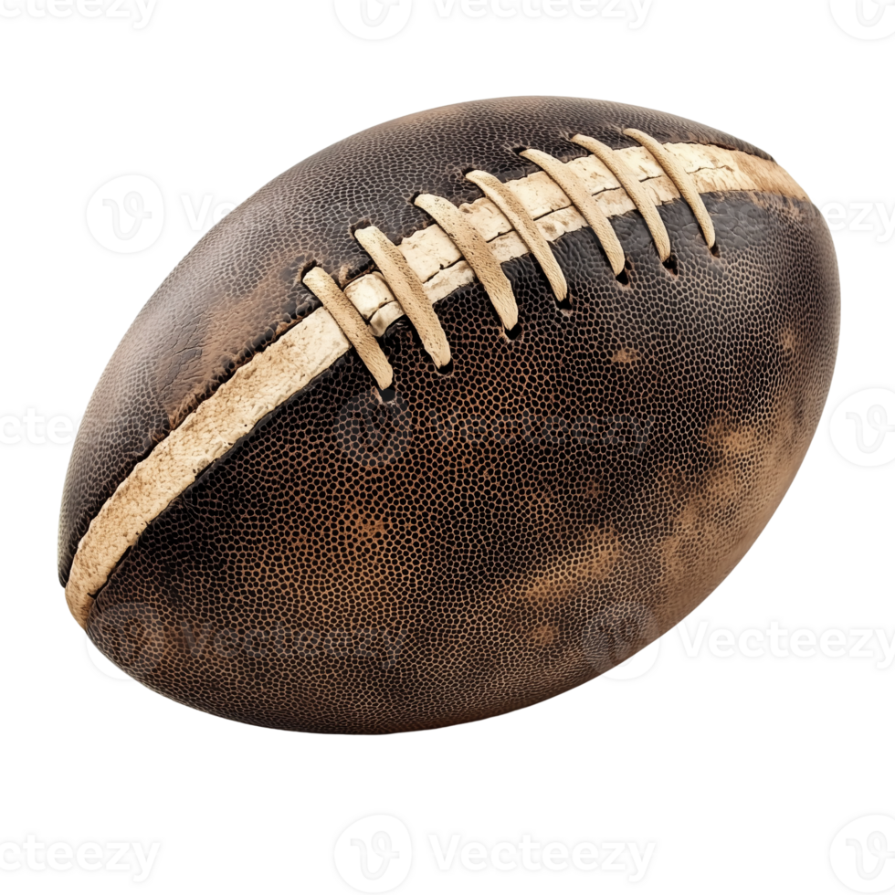 Vintage leather american football equipment sport athletic game ball isolated on transparent background png