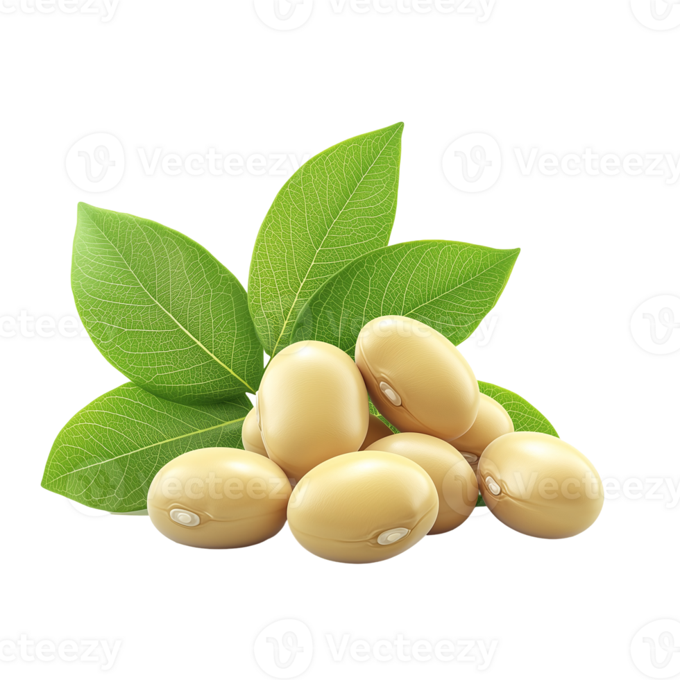 Soybeans with leaves fresh organic healthy food ingredient concept isolated on transparent background png