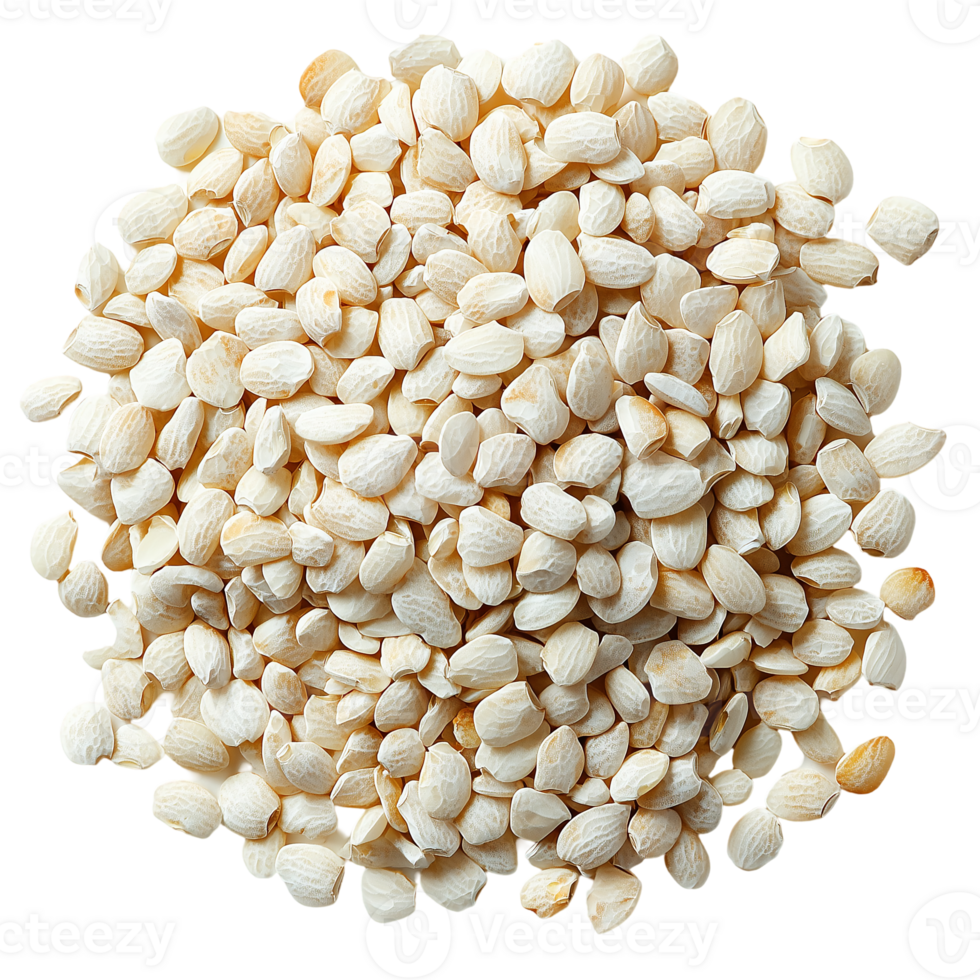 Pile of shelled apricot seeds for culinary use and healthy snacks isolated on transparent background png