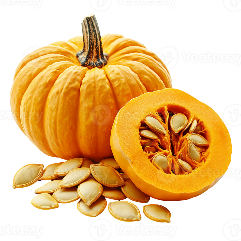 Butternut squash and seeds autumn harvest seasonal food thanksgiving diet isolated on transparent background png