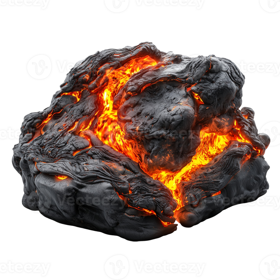 Molten rock lava magma geology fire element abstract design background art isolated on transparent background png