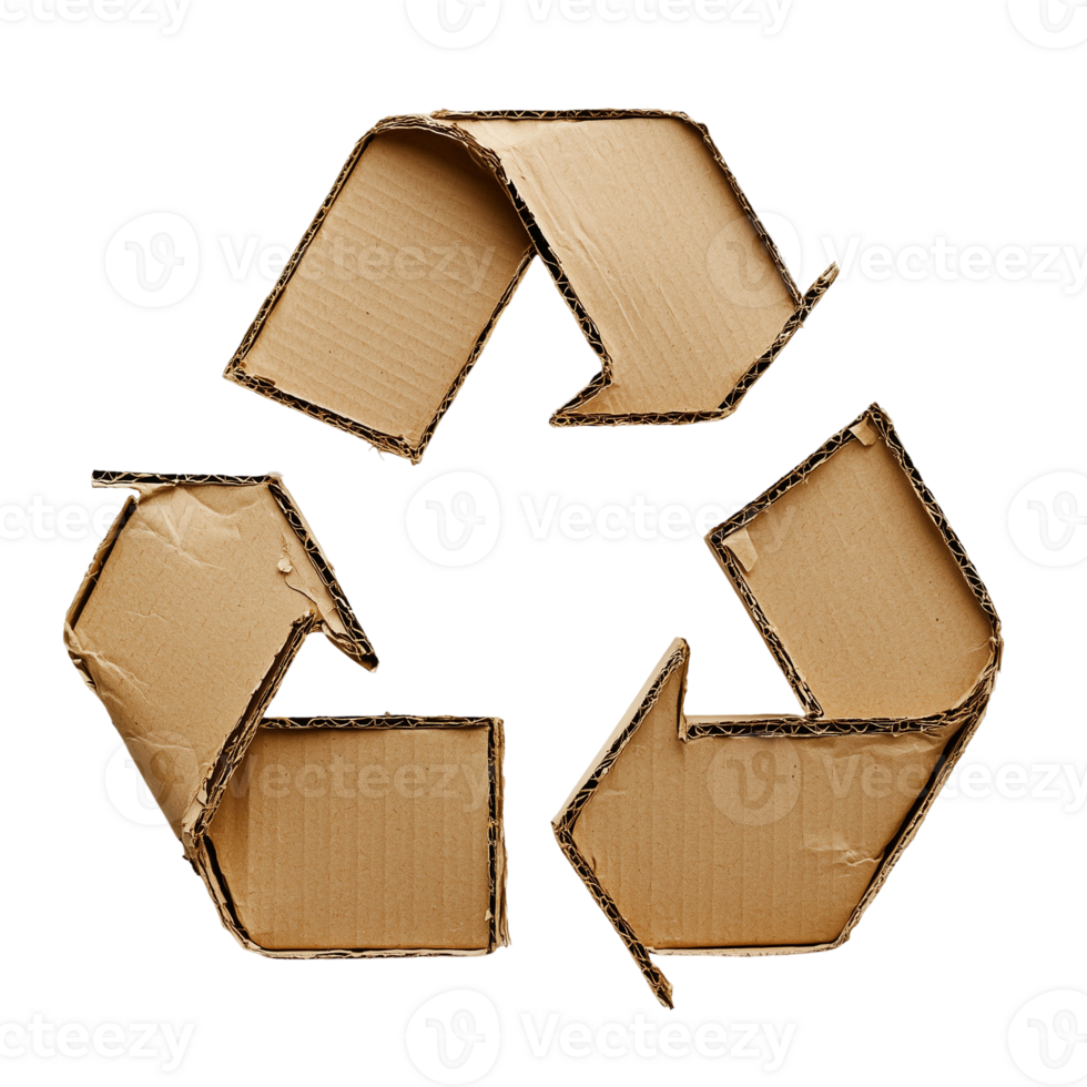 Cardboard recycling symbol for environmental sustainability concept art isolated on transparent background png