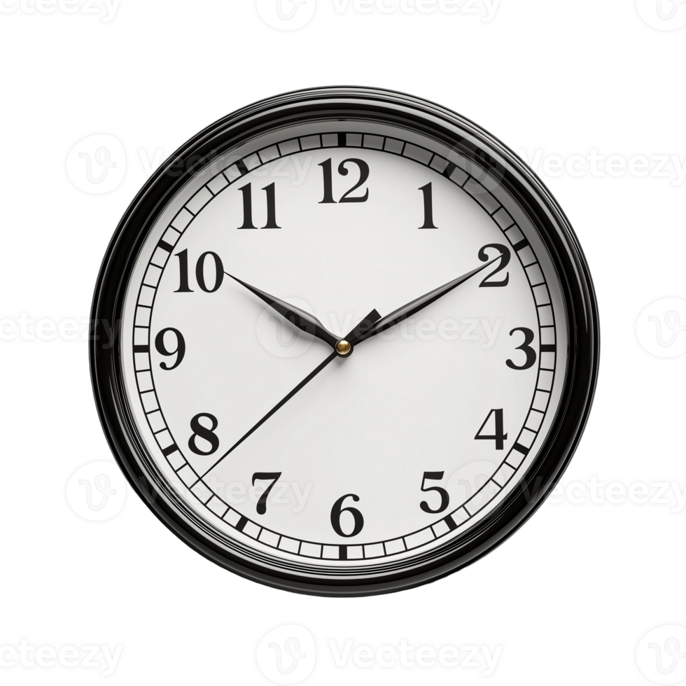 Round wall clock showing time ten ten time management concept design element isolated on transparent background png