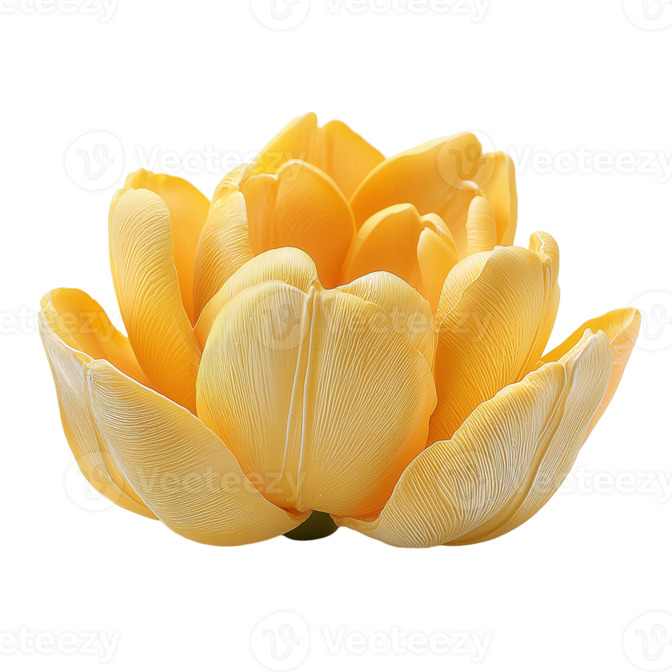 Close up of a beautiful yellow tulip flower for spring floral designs and art isolated on transparent background png