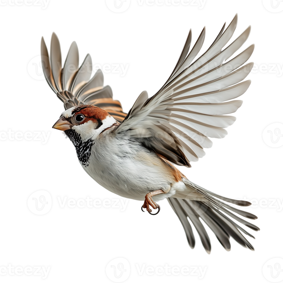 Captivating sparrow avian wildlife flying wings wildlife animal nature art isolated on transparent background png