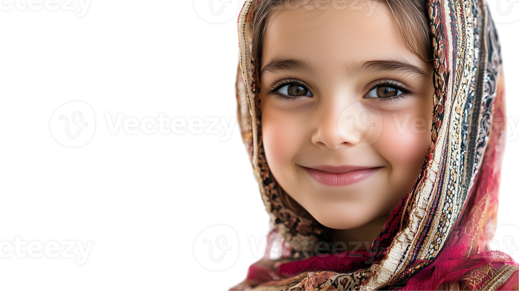 Portrait of a beautiful girl wearing a headscarf looking at the camera isolated on transparent background png