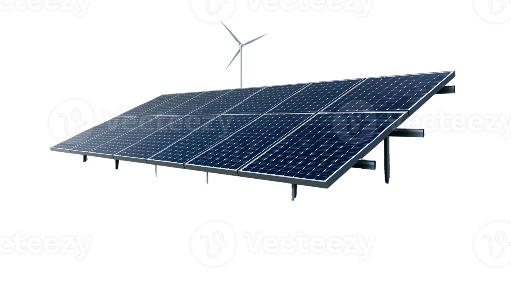 Solar panel renewable energy system for clean power generation concept isolated on transparent background png