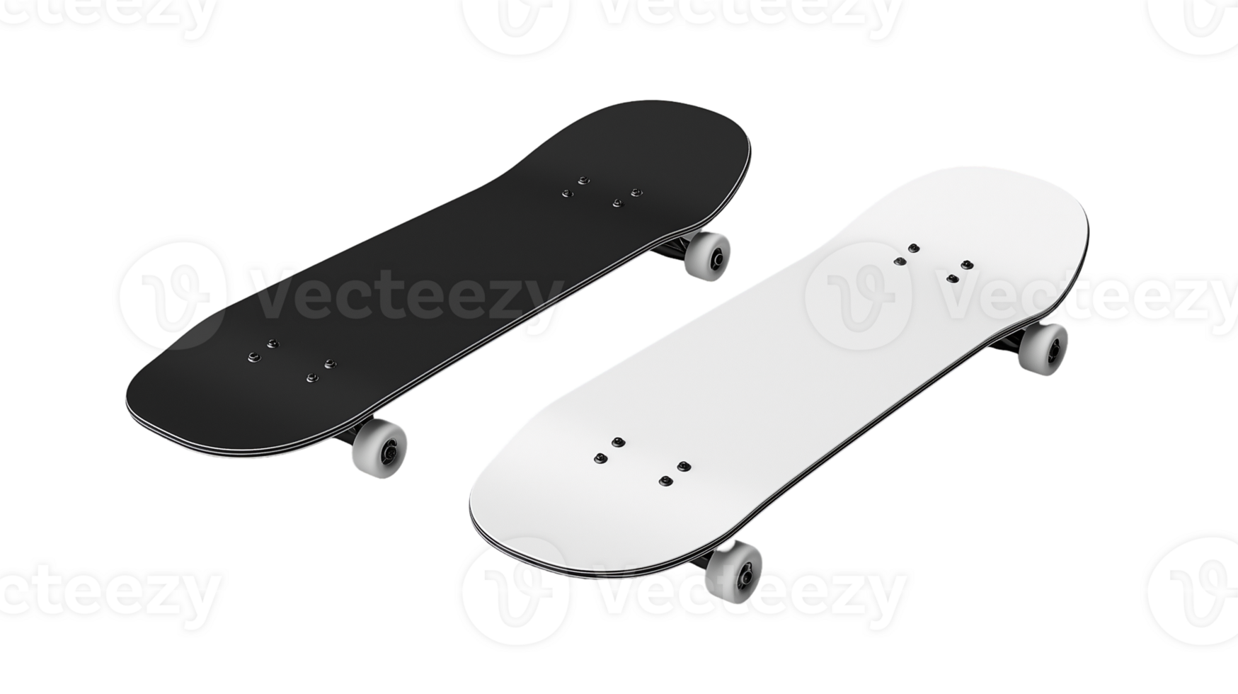 Skateboard decks blank templates for custom design and print skateboard isolated on transparent background png