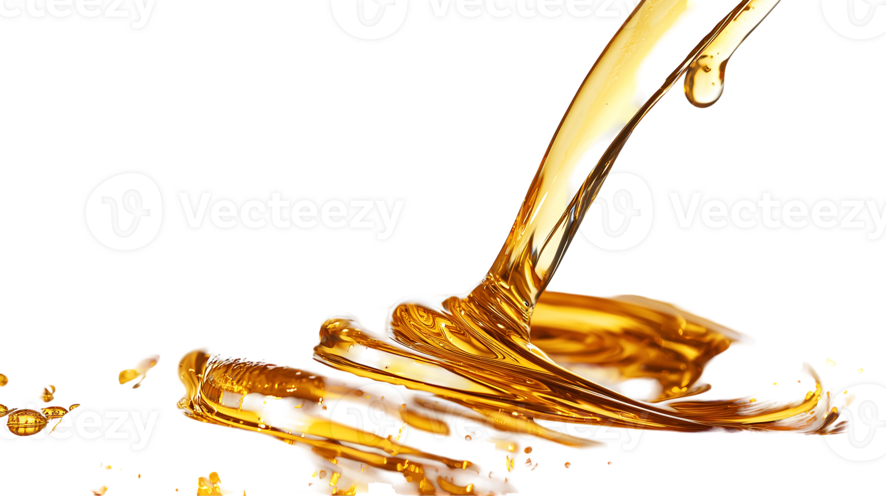Golden liquid flow concept shiny fluid motion design element background isolated on transparent background png
