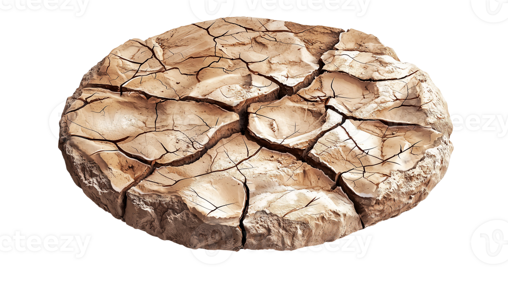 Dry cracked earth texture arid land climate change desert ground soil isolated on transparent background png