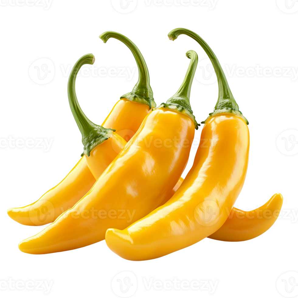 Fresh yellow chili peppers vibrant cooking ingredient for spicy recipes isolated on transparent background png