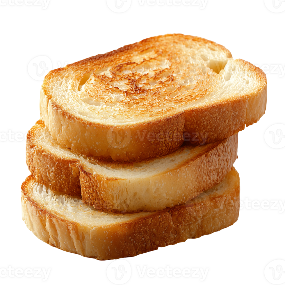 Stack of toasted bread slices breakfast food bakery product view isolated on transparent background png