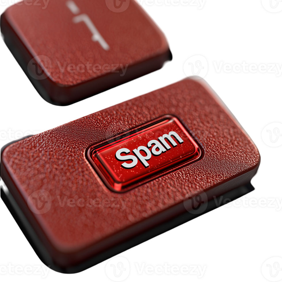 Delete spam button concept for email and internet security online isolated on transparent background png