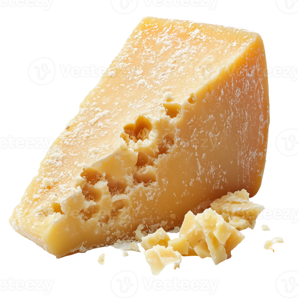 Delicious wedge of parmesan cheese food ingredient dairy product isolated on transparent background png