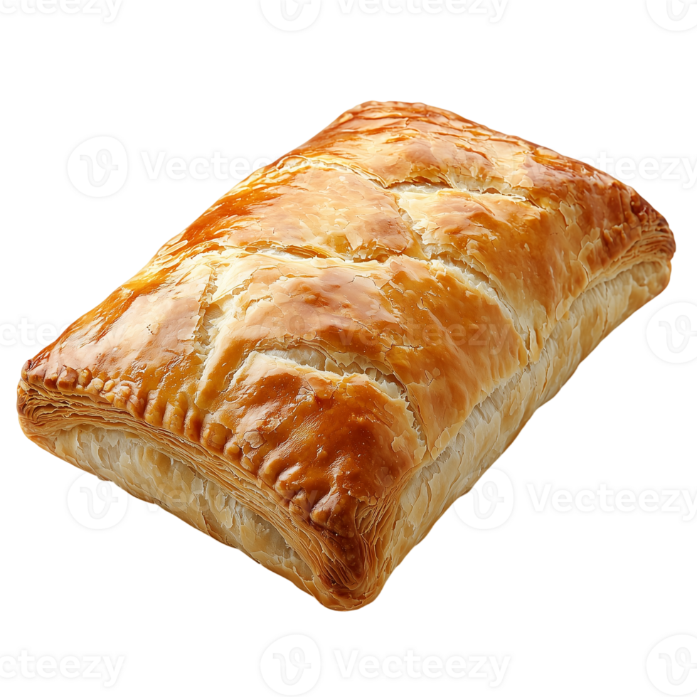 Delicious golden brown puff pastry turnover fresh from the bakery oven isolated on transparent background png