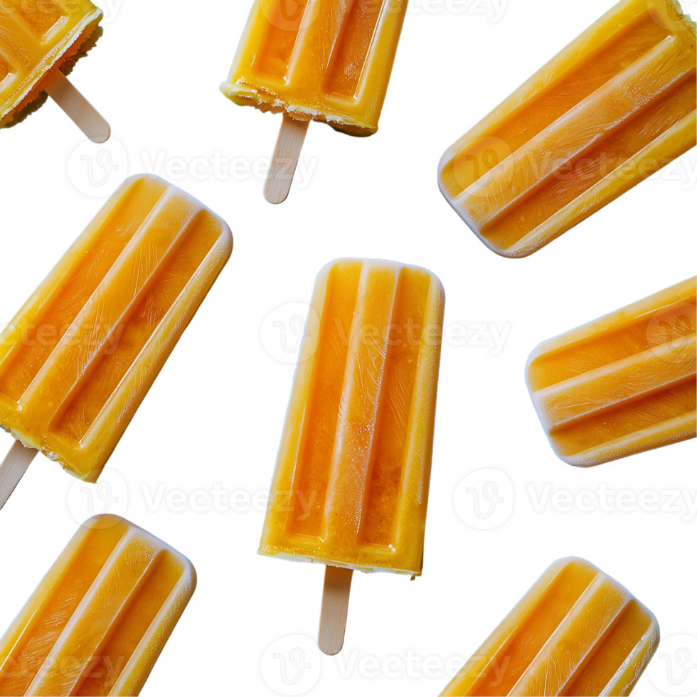 Delicious orange popsicle treat summer refreshment on a stick food isolated on transparent background png