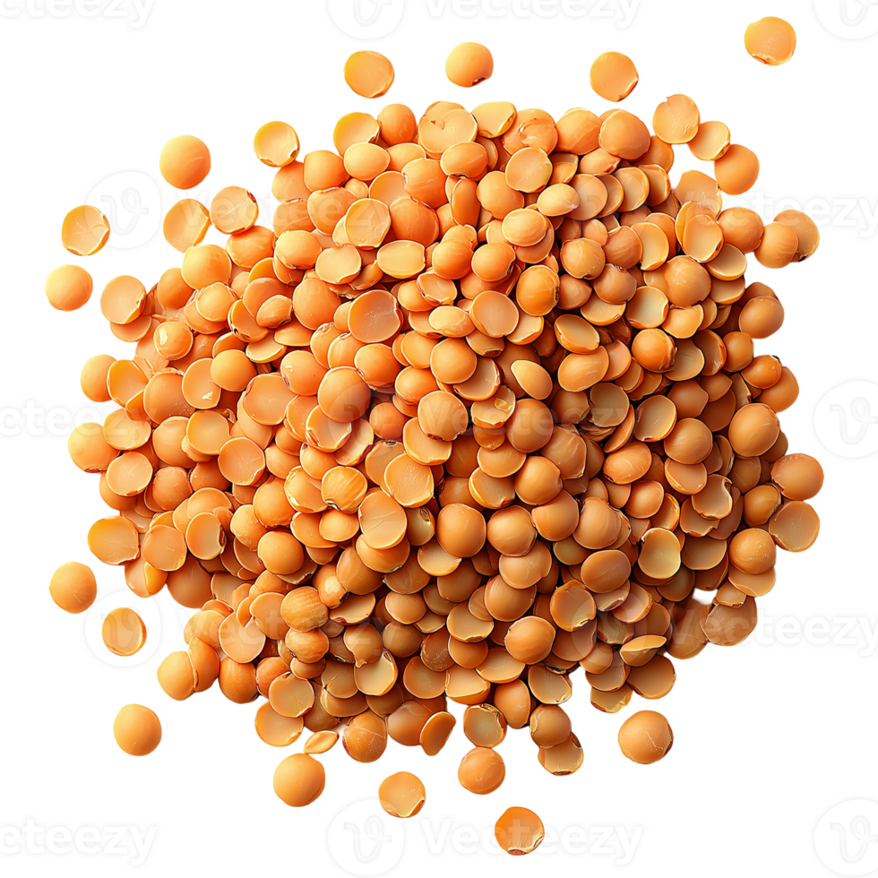 Red lentils pile lentils background lentils food lentils texture isolated on transparent background png