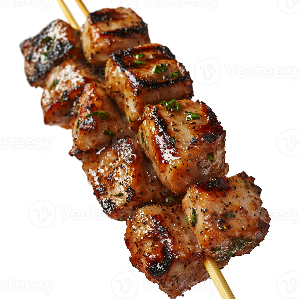 Delicious grilled meat skewers food presentation for recipe ideas isolated on transparent background png