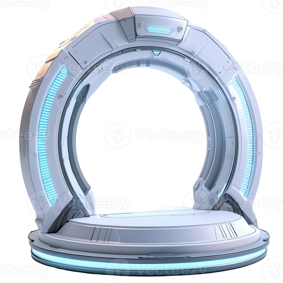 Futuristic portal display podium stage platform product presentation isolated on transparent background png