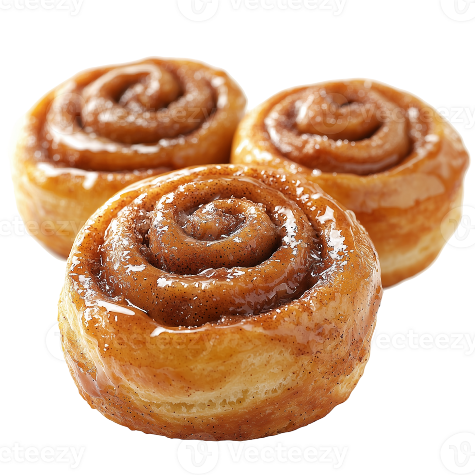 Delicious cinnamon rolls sweet dessert pastry food baked goods treat isolated on transparent background png