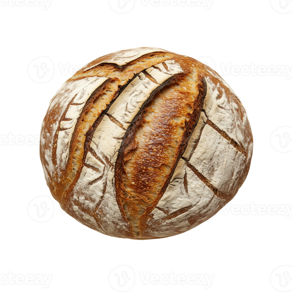 Artisan loaf of bread round sourdough bread food bakery product isolated on transparent background png