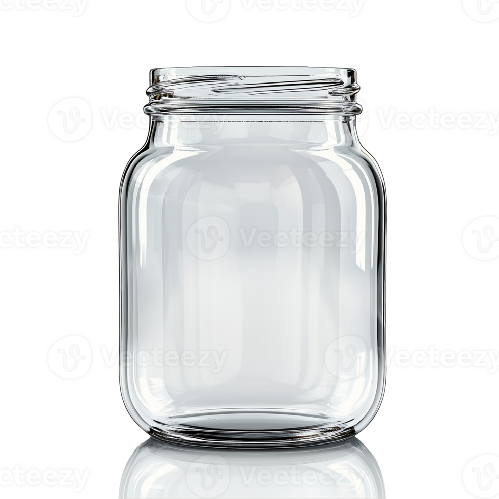Clear glass jar container empty for food storage and preservation isolated on transparent background png
